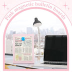 Shimeyao 2 Pcs Pink Magnetic Bulletin Board for Tabletops with 8 Magnets 10x7 Inch Memo Display Easel Stand for Home Office School Kitchen Table Supplies (Square)