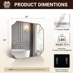 ANDY STAR 30"x30" Chrome Square Mirror, Polished Nickel Scalloped Bathroom Mirror for Over Sink, Modern Decorative Mirror with Designer Rounded Notched Corners, Anti-Rust SUS304 Frame