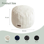 HIGOGOGO Pouf Ottoman Stuffed Round Modern Foam Filled Foot Rest Poufs for Living Room Chair Decorative 20 X 15 Inches Boho Relax Stool for Wedding Christmas Party, Beige