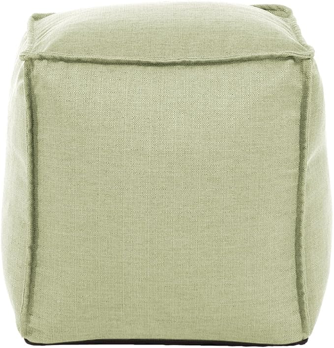 Howard Elliott Square Pouf Ottoman Foot Rest With Cover, Round Stuffed Filled Foot Stool, Fluffy Compact & Comfortable Soft Seating for Living Room & Bedroom, 20 x 20 x 18 Inch, Off White