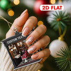 Personalized Barber Shop Christmas Ornament 2025, Custom Name Hair Salon Decor, 2D Flat Acrylic Xmas Tree Decoration, for Barber & Stylist