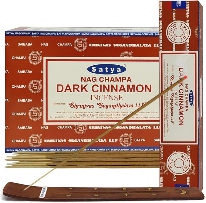 Dark Cinnamon Incense Sticks and Incense Stick Holder Bundle Insense
