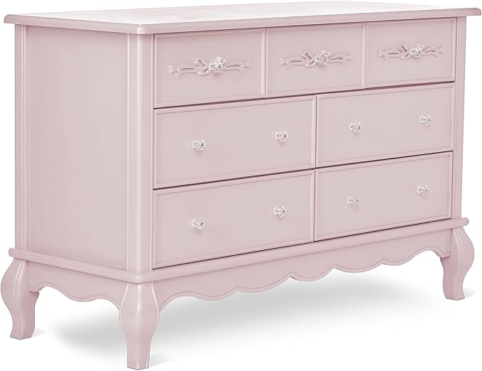 Evolur Aurora 7 Drawer Double Dresser, Dusty Rose