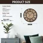 Maxstar Wall Clock Silent Bronze Rustic Farmhouse Metal & Wood with Arabic Numeral, Battery Operated Wall Clocks Decorative for Living Room Bedroom Office Home Decor 13inch