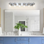 Vanity Light for Bathroom, 38" Farmhouse Bathroom Light Fixtures Over Mirror, 6 Light Vanity Lights with Clear Glass Shade, Modern Wall Lamps for Bedroom, Hallway