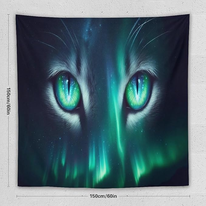 VUMIVI Cat Eye Galaxy Tapestry Mystical Northern Lights Starry Sky Abstract Aurora Art Magical Fantasy Decor Tapestry Wall Hanging for Living Room Bedroom Dorm Classroom Aesthetic Decor W60xL60in