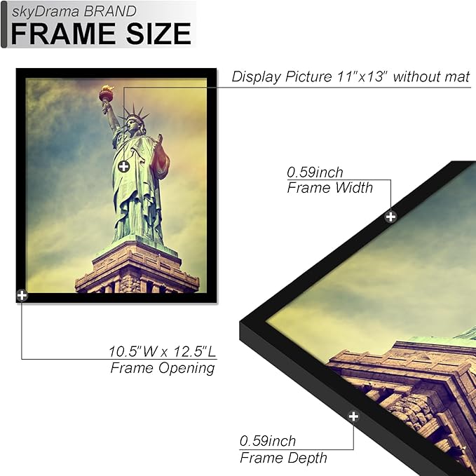 100% Solid Wood 11x13 Picture Frame, Black Frame for 11 x 13 Inch Picture Poster Photo, Light Weight 11 by 13 HQ Matte Black Frame for Wall - 1 Pack/Black/11 x13