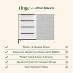tinge Lira Premium Fabric Dresser - Solid Wooden Frame, 8 Spacious Sag-Proof Drawers with Sleek Metal Handles - Premium & Durable Storage Solution for Your Home (Dark Brown)
