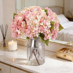 Kimura's Cabin 6pcs Fake Pink Flowers Artificial Silk Hydrangea Flowers Bouquets Faux Hydrangea Stems for Home Table Centerpieces Wedding Party Decoration(Pink, Pack of 6)