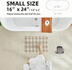 Waffle Bath Mat, Boho Bathroom Rugs Non Slip Washable Absorbent Checkered Bathroom Mat Quick Dry Farmhouse Bathroom Decor, 24"x16" Khaki and White