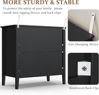 Large Black Fluted 3 Drawer Dresser, Modern 30 Inch Tall Wood Side Unit with Ball Bearing Slides, Wide Accent Furniture with Spacious Compartments for Bedroom Hallway Living Room Entryway