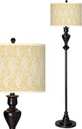Roman Pebbles Black Bronze Floor Lamp with Print Shade