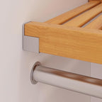 John Louis Home Solid Wood Walk-In Closet Organizer - 100% Real Wood Cut-to-Fit System with Adjustable Shelves, Metal Garment Bars & Ventilated Design for Custom Storage (Honey Maple)