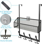 Over The Door Hooks Organizer, Coat Rack Over The Door Storage Hanger Towel Rack, Back of Door Storage Organizer for Bathroom,Bedroom,Kitchen,Office (Black, 2-Tier)