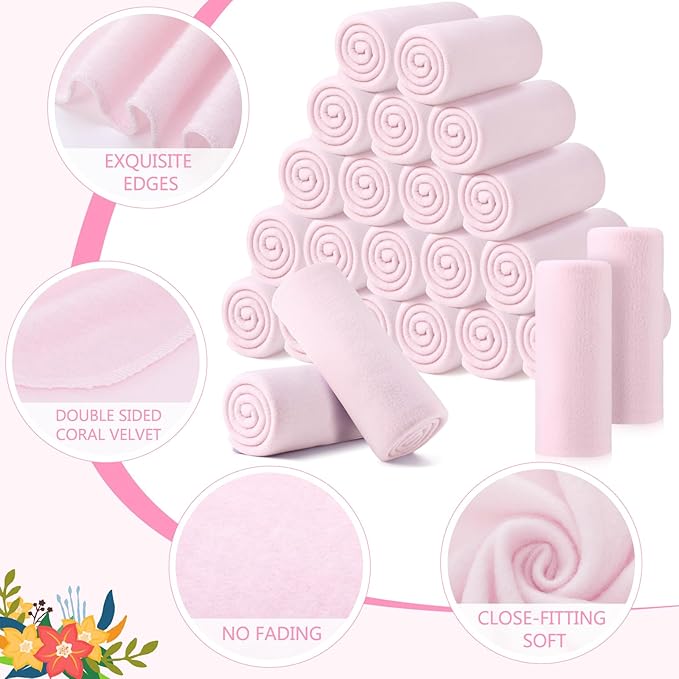 Shimeyao 24 Packs Fleece Throw Blanket Soft Warm Lightweight Fleece Blanket Cozy Throw Bulk for Bed Couch Sofa Home Office Wedding Gifts Suitable for Seasons, 50 x 60 Inches (Light Pink)