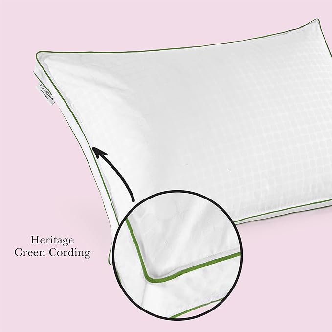 Kate Spade New York Firm/Extra Firm Pillow 20" x 28", Adjustable Down Alternative Pillow with 2" Gusset for Maximum Loft, Best for Back or Side Sleepers, Queen, White