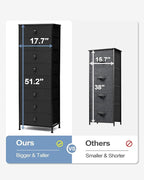Crestlive Products Tall Dresser, 8-Drawer Fabirc Storage Tower, Chests of Drawers - Vertical Organizer Unit for Bedroom, Hallway, Entryway, Nursery, Closets - Steel Frame, Wood Top & Handles (Black)