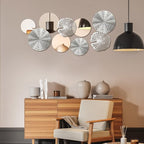 Hicarer 9 Pcs Circle Mirrors Metal Home Decor Wall Decorative Modern Round Accent Wall Art Sculpture Hanging Decorations for Living Room Office Bedroom Kitchen(Silver)