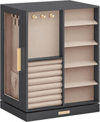 SONGMICS Jewelry Box 360° Rotating, Jewelry Storage Case with 5 Drawers, Jewelry Organizer, Glass Window, Spacious, Vertical Jewelry Storage, Open Design, Great Gift, Slate Gray UJBC170G01
