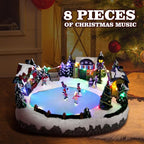 Christmas Village House Collectible Building Christmas Decor Estatua de la cabaña del Pueblo navideño Home Decoration Snow Globe Display Skating Pond Animated Theme Park with 8 Music (L)