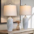 25“ Jar Table Lamps Set of 2, Ceramic Bedside Lamps for Bedroom, Grey Farmhouse Nightstand Lamps for Living Room