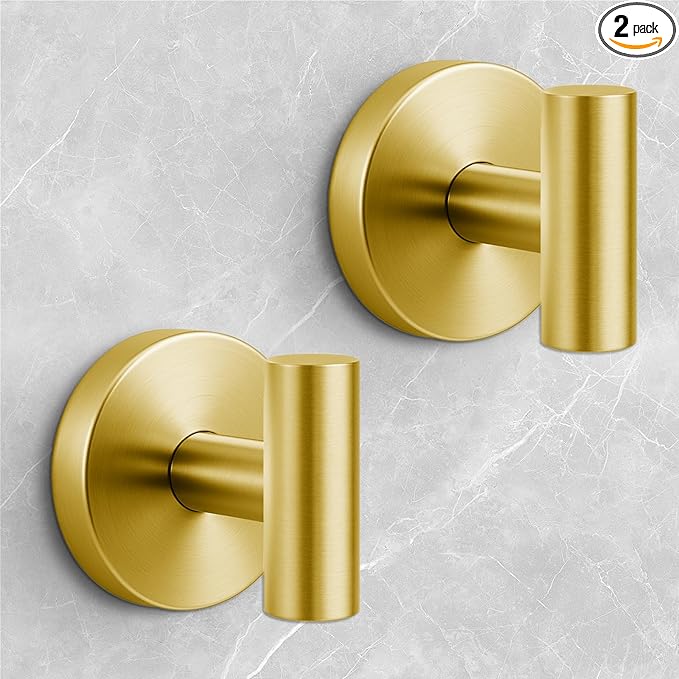 Shower Hooks for Inside Shower,No-Drill Removable&Reusable Towel Hooks for Bathroom,Heavy Duty Suction Cup Hooks for Glass Window,2 Packs(Gold)