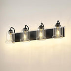 zeyu Modern Bathroom Light Fixtures, 4 Light Vanity Lighting, 28.5" Bathroom Mirror Wall Light, Matte Black Finish with Clear Glass Shade, ZSL72B-4W BK