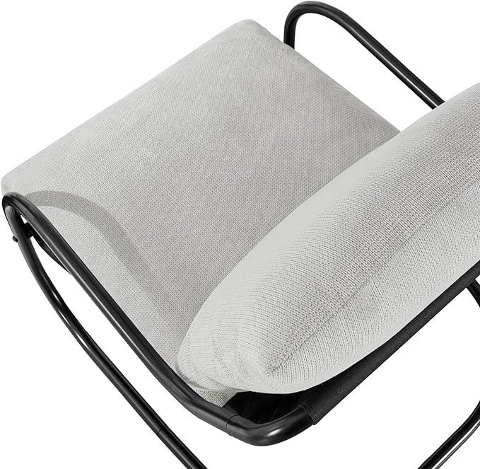 Peace nest Modern Accent Chair Comfy Living Room Suspended Chair Bedroom Armchair with Mental Frame Comfortable Upholstered Cushion for Balcony Lounge Reading Meeting Room Light Grey