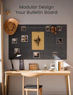 Fluxynara Large Felt Bulletin Board 48" x 36" Cork Board Alternative-12 Pack with 70 Safe Removable Adhesive Tabs, Cork Boards for Walls for Home Office Classroom Pin Board-Deep Charcoal Blue