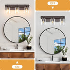 3 Light Modern Bathroom Light Fixtures Over Mirror, Bronze Finish Vanity Lights for Bathroom Wall Sconces with Clear Glass Shades, E26 Socket (Bulbs Not Included)
