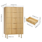 GarveeHome 5 Drawers Dresser for Bedroom, Fluted Dresser Chest of Drawers with Handle, Wood Modern Dressers for Closet, Bedroom Furniture Storage Organizer for Living Room, Hallway