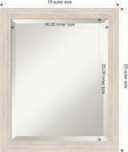 Amanti Art White Wall Mirror 23x19 Hardwood White Wash Narrow Rectangle Bathroom Mirror for Wall Decor Living Room, Small Country Rustic Wood Frame, Hangs Horizonally and Vertically, Bathroom Decor,