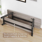 LVB Industrial Entryway Bench, Wood and Metal Storage Bench, Indoor Farmhouse Hallway Accent Entry Bench for Seating Sitting, Shoe Rack Organizer Cabinet in Foyer Bedroom, Light Grey Oak, 47 Inch Long
