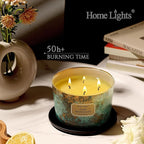 HomeLights Large jar Candle | 4-Wick Long-Lasting Scented Candles, 18oz Natural Soy Wax Candle for Home Scented, Industrial Chic Gifts for Women & Men, Teak Mahogany
