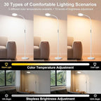 White Bright Floor Lamps with Remote, Touch Control Nursery & Bedroom Lamp, Dimmable Kids Light with Adjustable Color, Gooseneck Standing Lamp for Reading, Living Room, Office, Library, Pharmacy Table
