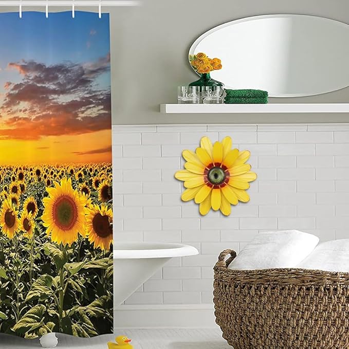 YEAHOME Sunflower Garden Decor, 11'' Metal Flower Wall Decor, Yard Hanging Wall Art Decorations for Kitchen, Bathroom, Living Room, Spring Boho Art for Indoor Outdoor