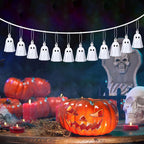 JULMELON 24Pcs Halloween Hanging Ornaments White Ghost Decorations Halloween Tree Decoration Mini Ghost Ornaments for Home Party Decor