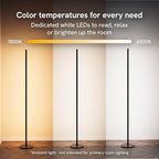 Aura RGBICW Floor Lamp, Ambient Lighting LED Corner Light App & Voice Control with Music Sync 1000 Lumen 4-Billion Colors, 90+ CRI, Preset & Custom Colors & Scenes, Modern Floor Lamps for Living Room