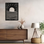 SIGNLEADER Metal Wall Art Decor Moons in Landscape Minimalist Modern Abstract Wall Sculpture Hangings Home Decoration for Living Room, Bedroom, Bathroom, Kitchen, Outdoor - 36" Black