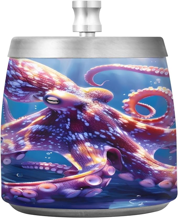 Octopus Underwater Ashtray with Lid, Outdoor Ashtrays for Patio, Stainless Steel Ashtray Odorless Smokeless for Home Office Balcony