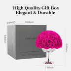 JoyFlower Preserved Flowers Vase Decor, Eternal Flower Stainless Steel Vases for Table Centerpieces, Fuchsia Forever Flower Vases Decorations for Home Party Wedding Bedroom Living Room House Decors