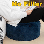 Pouf Ottoman Unstuffed Round Foot Rest Floor Foot Stool Pouf Bean Bag Cover with Storage for Living Room Bedroom Navy Blue No Filler