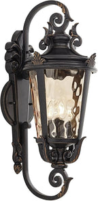John Timberland Casa Marseille Vintage Outdoor Wall Light Fixture Veranda Bronze Scroll Frame 31" Champagne Hammered Glass for Exterior House Porch Patio Outside Deck Garage Yard Front Door