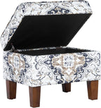 Spatial Order Home Decor | Dinah Collection Modern Storage Ottoman | Ottoman with Storage for Living Room & Bedroom(Antiqued Ebony Cream)
