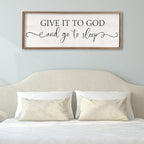 Surfapans Give It To God And Go To Sleep Sign Wall Decor Above Bed 40"x15" Master Bedroom Guest Room Over Bed Wood Rustic Framed Wall Art (Wood)