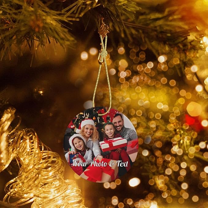Personalized Christmas Ornaments with Picture Custom Christmas Ornament 2025 Customized Photo Ornament for Christmas Tree Ceramic Xmas Tree Decor for Family Couples Friends