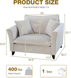 ERYE Living Room Accent Chair, Modern Chenille Upholstered Wider Seat Cushion Leisure Armchair W/2 Pillows and Removable Cover for Home Apartment,Bedroom,Office