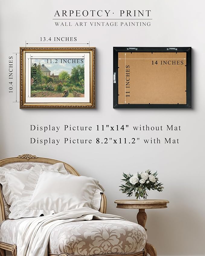 ARPEOTCY Vintage Gold Framed Wall Art Decor, Garden Landscape Paintings, Victorian Wall Art for Living Room Bedroom Bathroom, Canvas Antique Pictures Frame Artwork, 13x16 inch