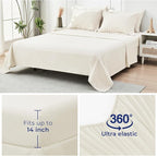 HYMOKEGE Ivory California King Comforter Set Seersucker 7 Pieces, All Season Luxury Bed in a Bag for Bedroom, Bedding Set with Comforters, Sheets, Pillowcases & Shams