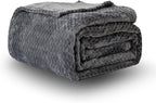 Oversized King Fleece Blanket 120x138 Inches, Seamless Soft Cozy 3D Jacquard Flannel Blanket 10'x11.5' Extra Large for Bed, Sofa, Couch, Travel & Camping, California King Throw, Dark Grey Leaf